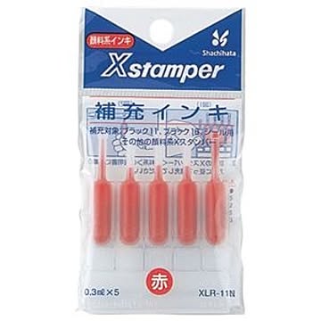 （まとめ） シャチハタ Xスタンパー 補充インキ 顔料系 0.3ml 赤 XLR-11N 1パック（5本） 【×20セット】