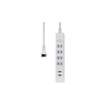 （まとめ）朝日電器 耐雷4P2mUSBタップ【×3セット】