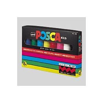 （まとめ） 三菱鉛筆 ユニ ポスカ セット PC-8K8C 黒 赤 青 緑 黄 桃 水色 白【×2セット】