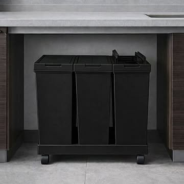  ASVEL 両開き3分別ダストワゴン キャスター付き アスベル