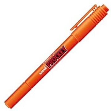 (業務用30セット) 三菱鉛筆 水性ペン/プロッキーツイン 細字/極細 水性顔料インク PM-120T.4 橙