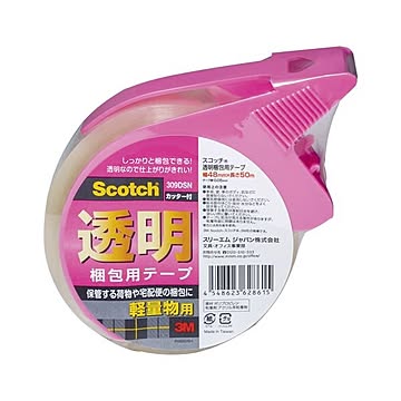 （まとめ） スリーエムジャパン 透明梱包用テープ 309シリーズ 軽量物梱包用 カッター付 【×20セット】