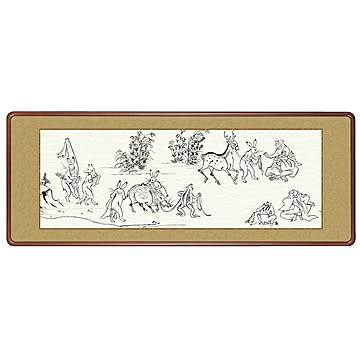 額絵 鳥獣戯画 恵風 124x48cm 三幸