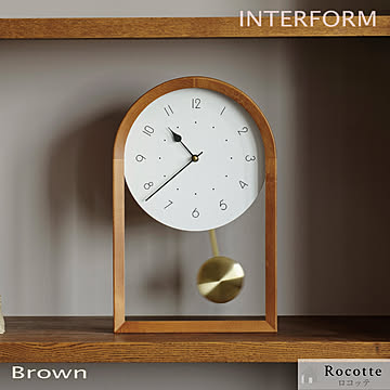 【電池ﾌﾟﾚｾﾞﾝﾄ】インターフォルム 振り子時計 掛け時計 置時計 2way 連続秒針  イクナ CL4621 