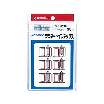 （まとめ） ニチバン マイタック ラミネートインデックス 保護フィルム付 小 18×25mm 赤枠 ML-231R 1パック（160片：16片×10シート） 【×30セット】
