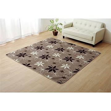 WSプランタ ブラウン ラグ 3畳 約200×250cm 洗える 抗菌 防臭 ホットカーペット対応