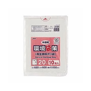 （まとめ）ジャパックス 環境袋策 再生原料ポリ袋 半透明 20L LR-24 1セット（100枚：10枚×10パック）【×10セット】