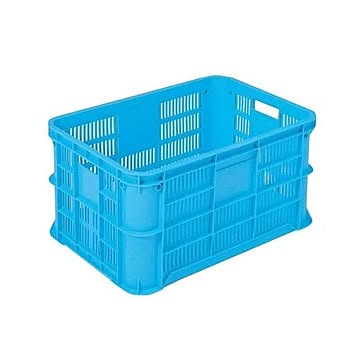 【5個セット】 リステナー/網目コンテナボックス ブルー メッシュ構造 〔みかん 果物 野菜等収穫 保管 保存 物流〕【代引不可】