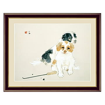 アート 額絵 爐邊 竹内 栖鳳 本紙サイズ F4(約31x23cm) 額サイズ 42x34cm 三幸