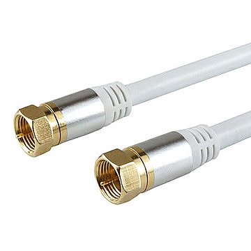 アンテナケーブル 1.5m ホワイト アルミヘッド 両側ネジ式コネクタ AC15-366WH 管理No. 4533115063661