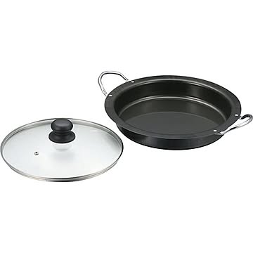 餃子鍋セット/調理器具 【約310×310×50mm】 鉄 強化ガラス ステンレス ガスコンロ専用 〔キッチン 台所〕