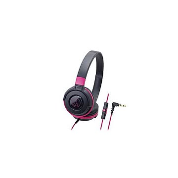 （まとめ） Audio-Technica オーディオテクニカ スマートフォン用ポータブルヘッドホン ATH-S100iS BPK 【×2セット】