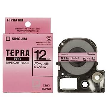 （まとめ） キングジム テプラ PRO テープカートリッジ カラーラベル（パール） 12mm 赤／黒文字 SMP12R 1個 【×5セット】