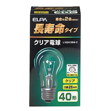 （まとめ） ELPA 長寿命クリア電球 40W形 E26 L100V38W-C 【×35セット】