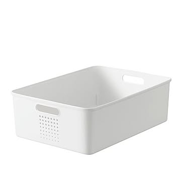 収納ボックス 収納ケース ホワイト×3セット 取っ手穴付き シューノ キッチン リビング パントリー