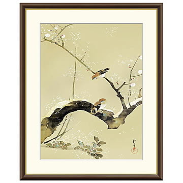 額絵 梅、雀 酒井抱一 52x42cm 三幸