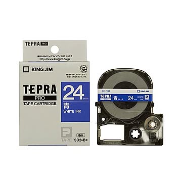 (まとめ) キングジム テプラ PRO テープカートリッジ ビビッド 24mm 青／白文字 SD24B 1個 【×10セット】