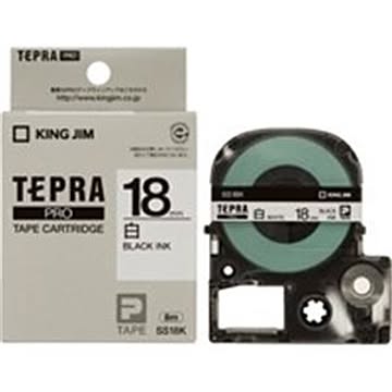 キングジム テプラPROテープSS18K 白に黒文字 18mm 5個