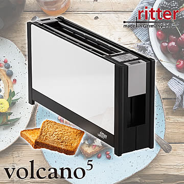 ritter リッター トースター「volcano5」ボルケーノ5 ガラス製断熱素材 9段階焼き加減 メモリー機能付き 自動センタリング機能 スタイリッシュデザイン ドイツ製