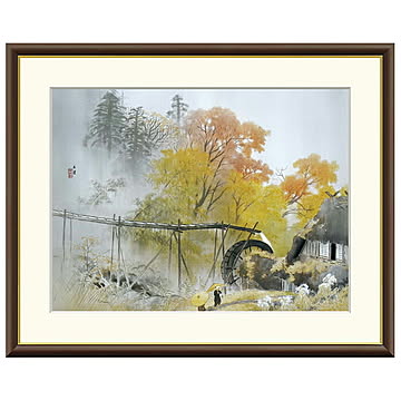 額絵 彩雨 川合玉堂 52x42cm 三幸