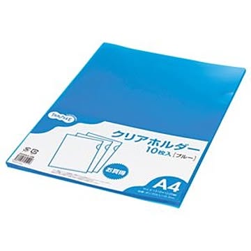 （まとめ） TANOSEE クリアホルダー A4 ブルー 1パック（10枚） 【×30セット】