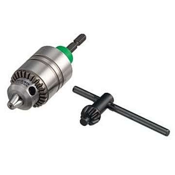 ドリルチャック  6角軸 (6.35mm)/全長100mm  チャックハンドル付き  ジョブマスター  JDA-200