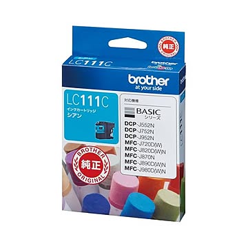（まとめ） ブラザー BROTHER インクカートリッジ シアン LC111C 1個 【×4セット】