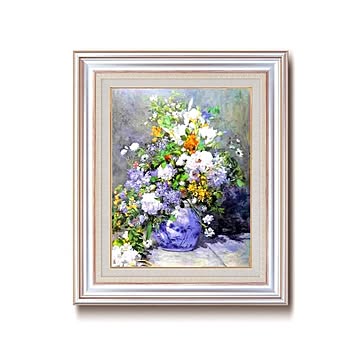 【世界の名画】名画額縁 複製画 絵画額 ■ ルノワール名画額Ｆ６ＡＳ 「花瓶の花」 ひも付き