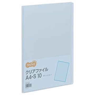 （まとめ） TANOSEE クリアファイル A4タテ 10ポケット 背幅8mm ブルー 1冊 【×50セット】