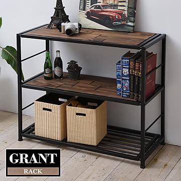 GRANT　ラック幅90 GRR-900 GRANT ラック幅90 天然木 北欧 木製 オープンラック シェルフ 収納家具 アイアン おしゃれ オイル アンティーク 植物性オイル 塗装 モダン