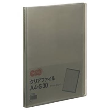 （まとめ） TANOSEE クリアファイル A4タテ 30ポケット 背幅17mm グレー 1冊 【×30セット】