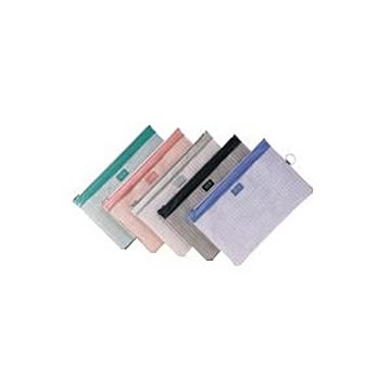 (業務用10セット) LIHITLAB メッシュケース/薄型ポーチ 【B5】 ジッパータイプ マチなし F-245 ブラック