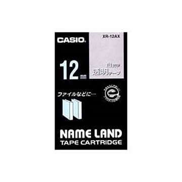 (業務用50セット) カシオ CASIO 白文字テープ XR-12AX 透明に白文字 12mm