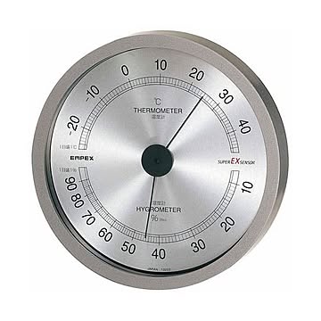 EMPEX 温度・湿度計 スーパーEX高品質 温度・湿度計 壁掛用 EX-2727 メタリックグレー