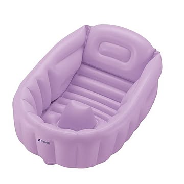 ふかふか ベビーバスW/ベビー用品 【パープル】 新生児〜3ヶ月頃まで 空気漏れ対策版 ビニールタイプ