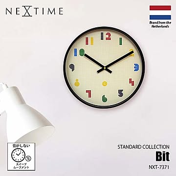 NEXTIME ネクスタイム Bit ビット NXT-7371 ウォールクロック スイープムーブメント スイープセコンド 音がしない 壁掛け時計 レトロゲーム 8ビット