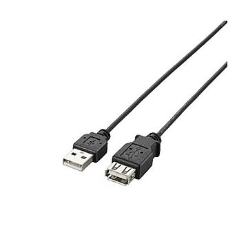 (まとめ)エレコム 極細USB2.0延長ケーブル(A-A延長タイプ) U2C-EXN05BK【×5セット】