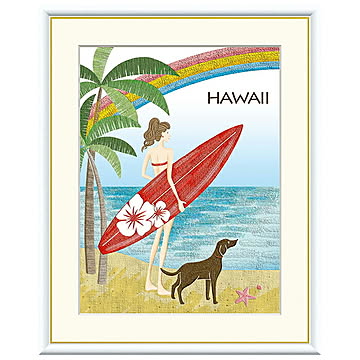 額絵 ハワイ 佐久間莉美 42x34cm 三幸