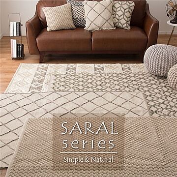 SARAL インド綿ラグマット 約130×190cm 長方形 ウール綿 床暖房可