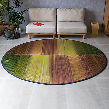 イケヒコ・コーポレーション D.STYLE い草ラグ 190×210cm 楕円形 グリーン