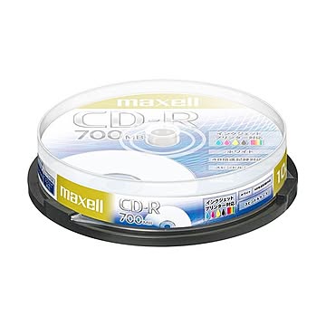 （まとめ）マクセル データ用CD-R 700MB48倍速 ホワイトプリンタブル スピンドルケース CDR700S.PNW.10SP 1パック(10枚) 【×10セット】