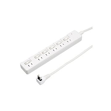 【5個セット】 YAZAWA 雷ガード付 6個口 節電タップ 3m ホワイト H8KS663WHX5