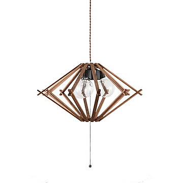 WOOD DIAMOND L ウッドダイヤモンドL (LED球球付属) NP-5125 ペンダントライト ペンダントランプ 吊下げ照明 天井照明 白熱球対応 E26 80W相当×3灯 プルスイッチ