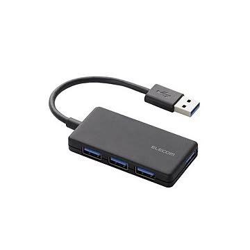 （まとめ） エレコム 4ポートUSB3.0ハブ（コンパクトタイプ） U3H-A416BBK 【×2セット】