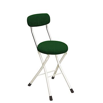 日本製 折りたたみ椅子 4脚セット 円座 ラウンドクッションチェア グリーン×ミルキーホワイト 幅33cm スチール