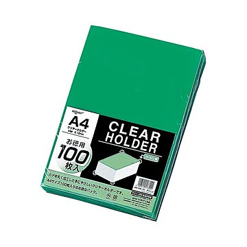 （まとめ） リヒトラブ リクエスト・クリヤーホルダー 100枚入 A4判 G6100-19 グリーン 【×2セット】