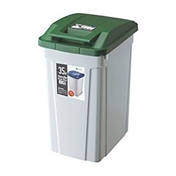10個セット ゴミ箱 ロック式 約35L グリーン ハンドル付き 日本製