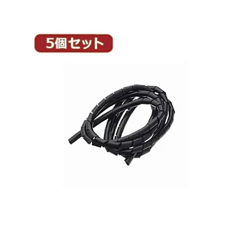 YAZAWA まとめるチューブ 内径6mm 黒 1.5m FCT6KX5 5個セット