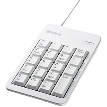 バッファロー（サプライ） 有線テンキーボード TabキーUSBハブ付き ホワイト BSTKH100WHZ