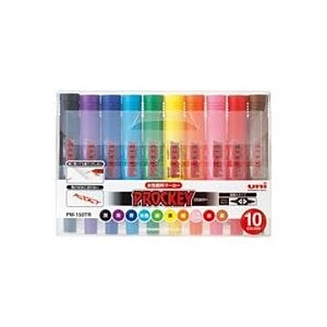 (業務用30セット) 三菱鉛筆 水性ペン/プロッキー 【太字/細字両用 10色セット】 詰め替えタイプ 水性顔料インク PM150TR10CN